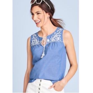 Joie Sleeveless Blue & White Blouse. 100% Cotton